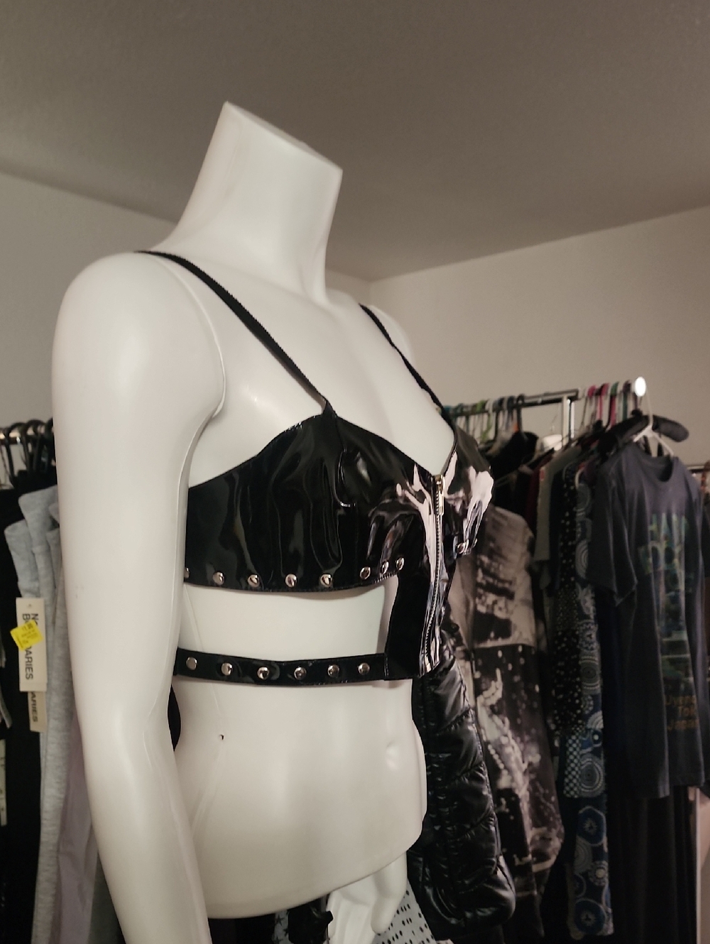 ELEGANT MOMENTS Vinyl Studded Bustier Bra Top S Dolls Kill Goth Sexy Punk Fetish - Picture 4 of 12